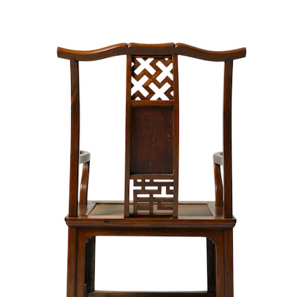 A VERY RARE HUANGHUALI 'WANNIAN TAIPING' YOKEBACK ARMCHAIR, GUANMAOYI  Ming dynasty, 16th/17th century image 8