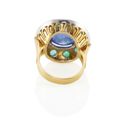 Bonhams : A GOLD, SILVER, GEM-SET AND DIAMOND RING