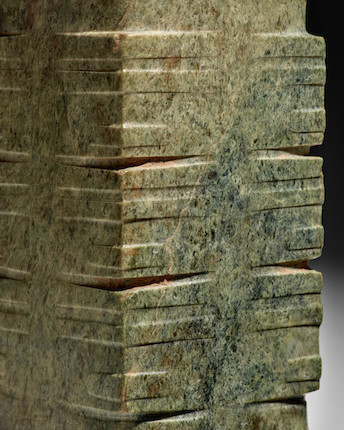 A NEOLITHIC MOTTLED GRAY-GREEN JADE CONG Liangzhu Culture, circa 3000-2500 B.C. image 3