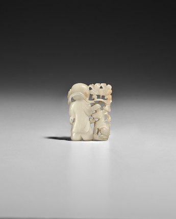 A WHITE JADE OPENWORK 'BOY' PENDANT Song dynasty image 3