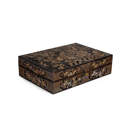 Bonhams : A Mother-of-pearl Inlaid Black Lacquer Rectangular Box And 