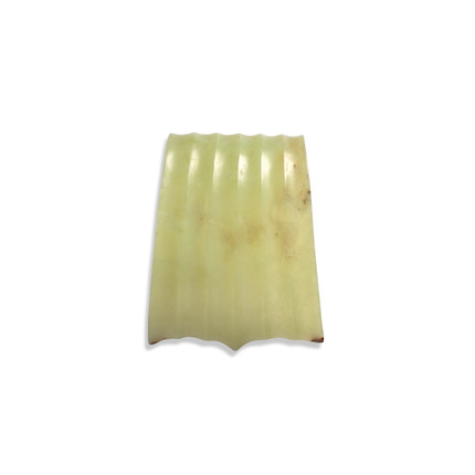 A RARE NEOLITHIC PALE GREEN JADE CURVED AND RIBBED ORNAMENT Hongshan culture, circa 3500-3000 BCE image 3