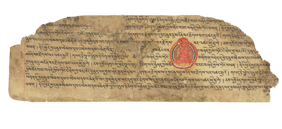 THREE DOUBLE-SIDED ILLUMINATED PAGES FROM A  PRAJNAPARAMITA SUTRA WEST TIBET, 11TH/12TH CENTURY image 5