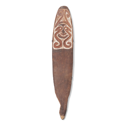 A New Guinea carved wood gope board lg. 27 1/2, wd. 5 in. image 1