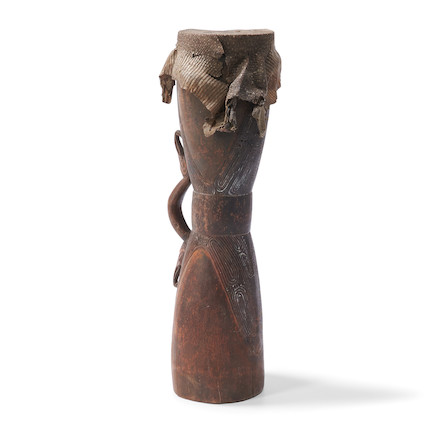 A Papua New Guinea ceremonial drum  ht. 17 1/4 in. image 6