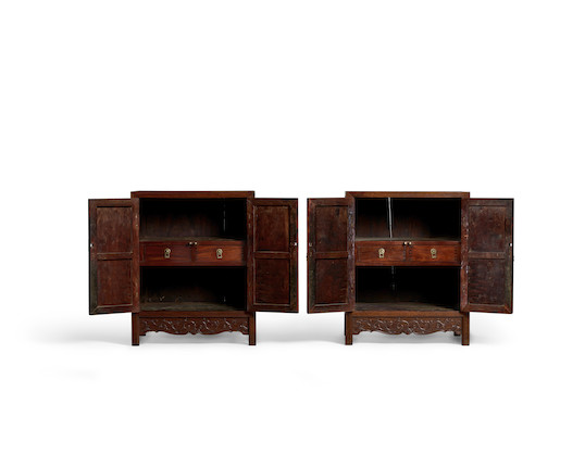 A PAIR OF FINE HUANGHUALI AND HUAMU KANG CABINETS, KANGGUI 17th/18th century (2) image 2