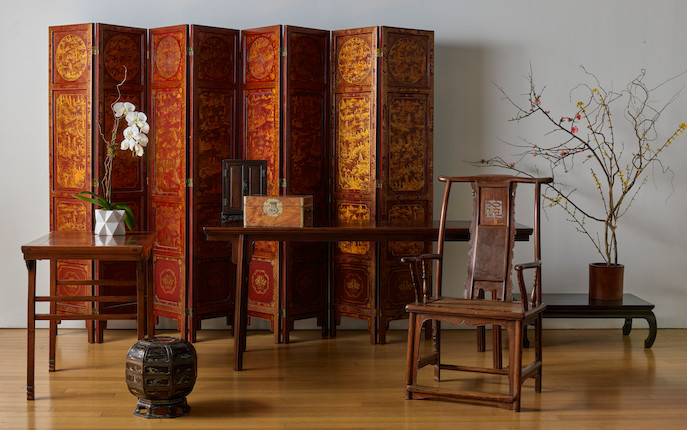 A RARE AND EXCEPTIONAL HUANGHUALI AND NANMU 'FU' CHARACTER YOKEBACK ARMCHAIR, GUANMAOYI Ming dynasty, 16th/17th century image 2
