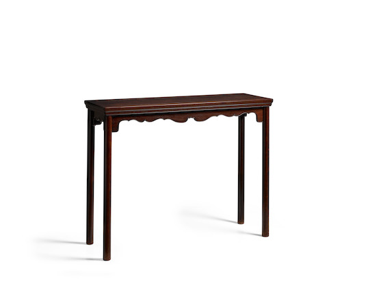 A RARE ZITAN CORNER-LEG TABLE, TIAOZHUO  Qing dynasty, 18th century image 1