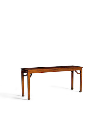A LARGE HUANGHUALI WAISTED CORNER-LEG TABLE WITH GIANT ARM BRACES, TIAOZHUO 17th/18th century image 1