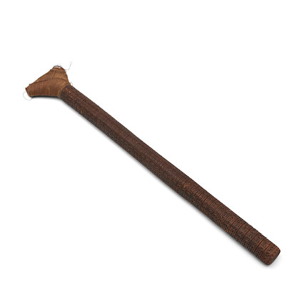 A large Cook Islands ceremonial wood adze haft lg. 36 in. image 1