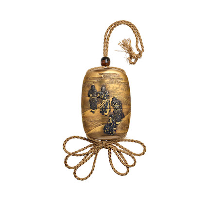 BAITOKUSAI A Gold-Lacquer and Metal Four-Case Inrō image 1
