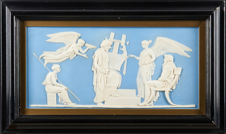 Wedgwood Solid Light Blue Apotheosis of Homer Plaque, England, 19th century, image 1