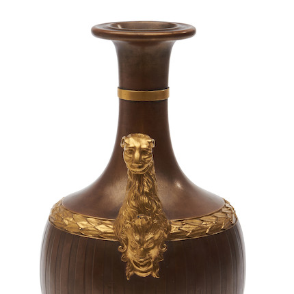 Wedgwood Bronzed and Gilded Black Basalt Vase, England, 19th century, image 2