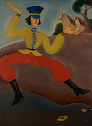 Two Large Primitive Paintings of Russian Peasants image 4