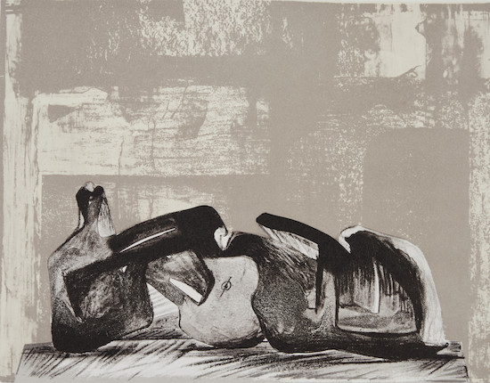 Henry Moore (British, 1898-1986); Reclining Figure Interior Setting I; image 1