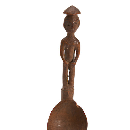 A Philippine carved wood maternity figure and Spoon ht. 10, and 6 1/4 in. image 3