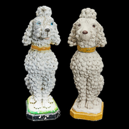 Two Large Painted Cement Poodles image 2