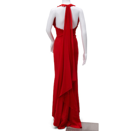 Bonhams Skinner : Valentino Red Silk Gown