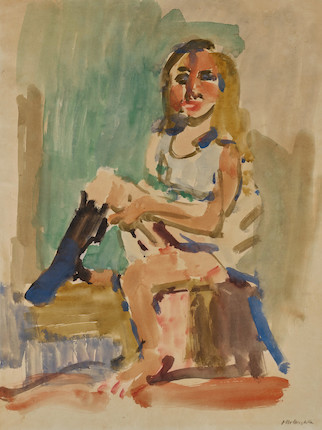 OSKAR KOKOSCHKA (1886-1990) Frau mit schwarzen Strümpfen 26 11/16 x 19 5/8 in (67.8 x 49.8 cm)  () image 1