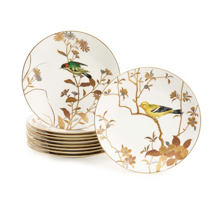 Bonhams Skinner : Ten Minton Hand-painted Bird Plates, England, 19th ...