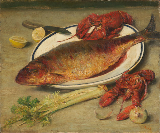 John Koch (American, 1909-1978) Untitled (Still Life with Fish and Lobster) 20 x 24 in. 25 3/4 x 29 1/2 x 1 1/2 in. image 1