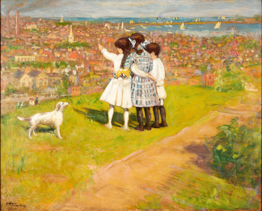 Frank Hector Tompkins (American, 1847-1922) The Embankment, Parker Hill, Boston 26 x 32 in. framed 33 3/4 x 39 1/4 x 2 1/2 in. image 1