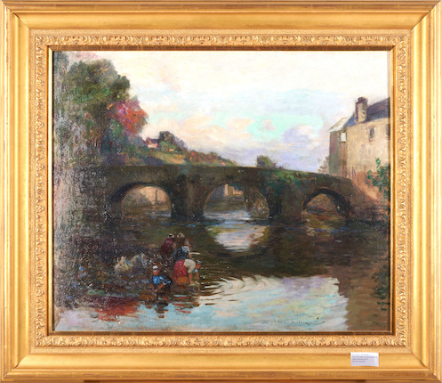 Frank Penfold (American, 1849-1927) Bridge at Quimperlé 21 1/4 x 25 in. framed 28 1/4 x 32 3/4 x 1 1/2 in. image 2