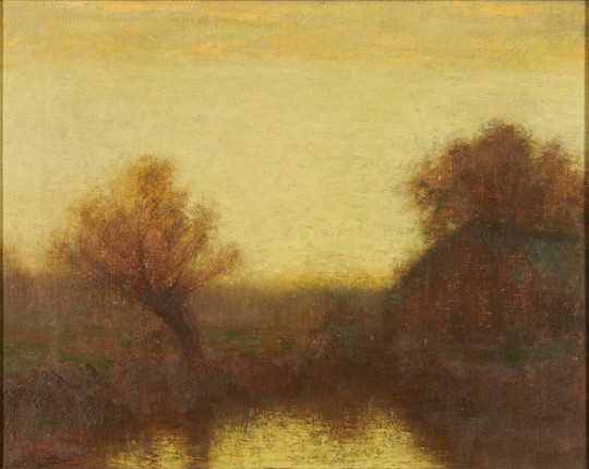 Bruce Crane (American, 1857-1937) Twilight Hour 16 1/4 x 20 in. framed 21 1/2 x 25 1/2 x 1 1/4 in. image 1