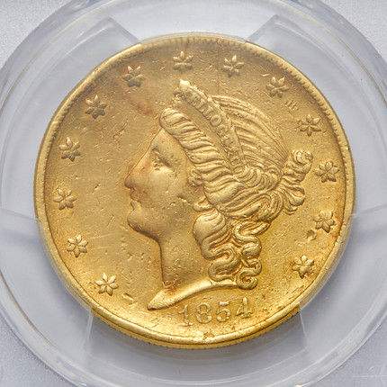 Bonhams Skinner : Kellogg & Company 1854 20 Gold Coin.