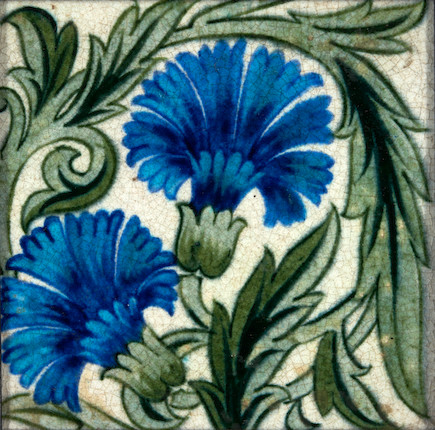 Bonhams Skinner : Three William De Morgan Floral Tiles, England, 1882 ...