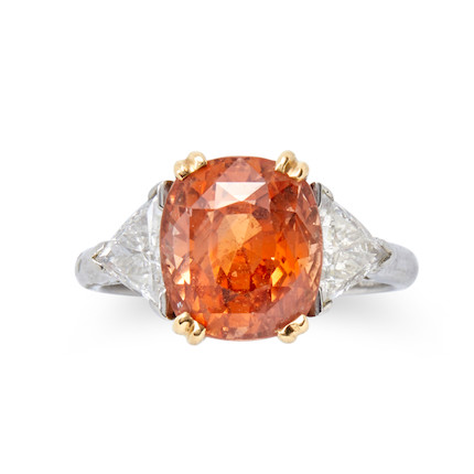 Bonhams Skinner : TIFFANY & CO. A PLATINUM, ORANGE SAPPHIRE, AND ...