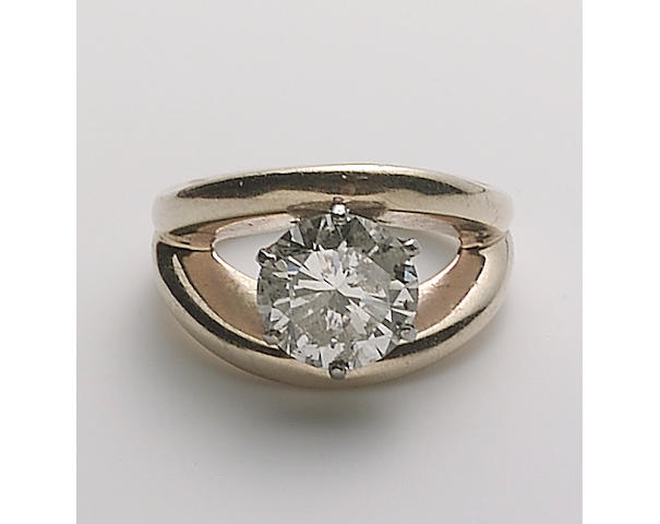 A diamond and 14k gold ring,