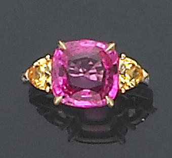 A multi-color sapphire, diamond, platinum and eighteen karat gold ring, Paolo Costagli