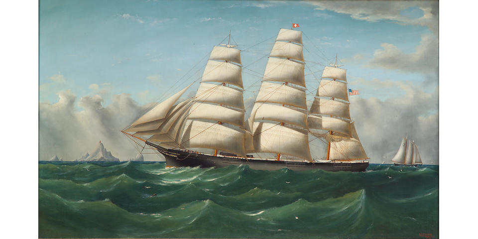 William Alexander Coulter (American 1849-1936) The clipper ship 'Three Brothers', 1873 30&#188; x 50&#188;in (76.8 x 127.8cm)