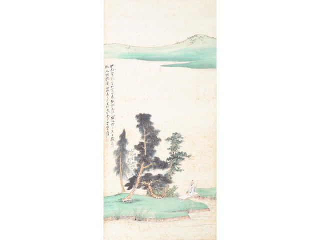 Zhang Daqian (Chang Dai-chien, 1899-1983): Scholar in Blue and Green Landscape