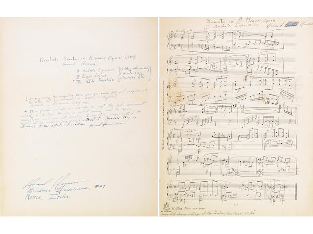 HANSON, HOWARD.  1896-1981.