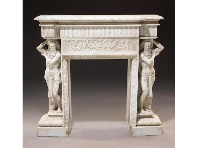An Italian Neoclassical carved marble fire surround