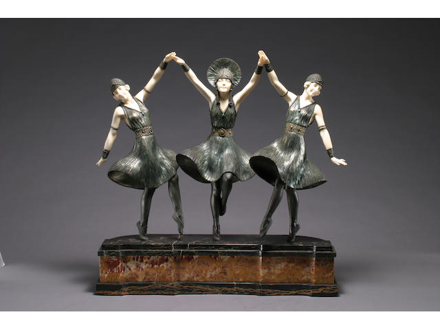 A rare and important carved ivory and cold-painted bronze: Ballets Russes