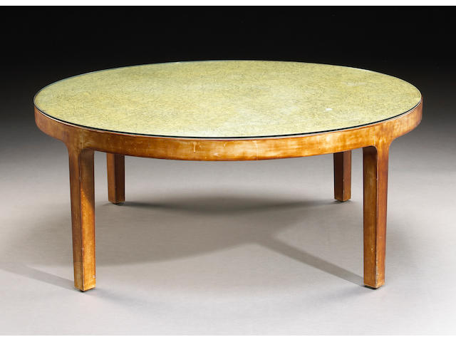 A Jean Dunand eggshell lacquer circular coffee table