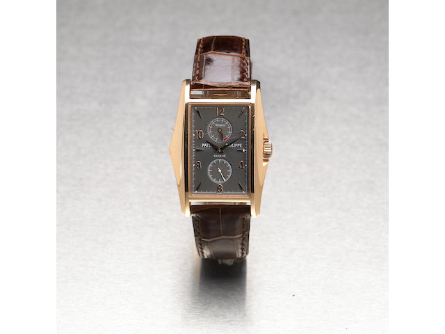 Patek Philippe. A fine and rare 18k pink gold limited edition rectangular wristwatch with 10-day power reserveRef.5100, Case No.4124292, Movement No.3201966, made in 2000