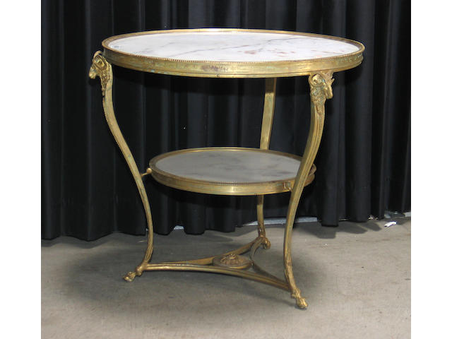 A pair of Louis XV style gilt bronze  and marble center tables