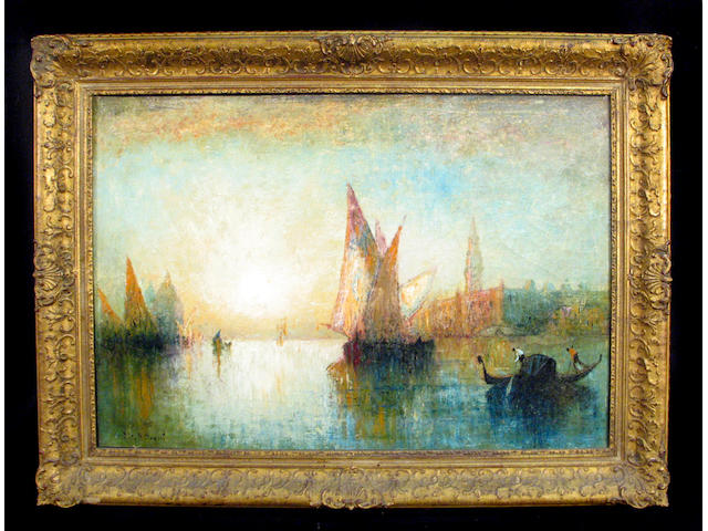 George Henry Bogert (American 1864-1944) A Venetian Scene with  Boats in the Grand Canal 18 x 26in