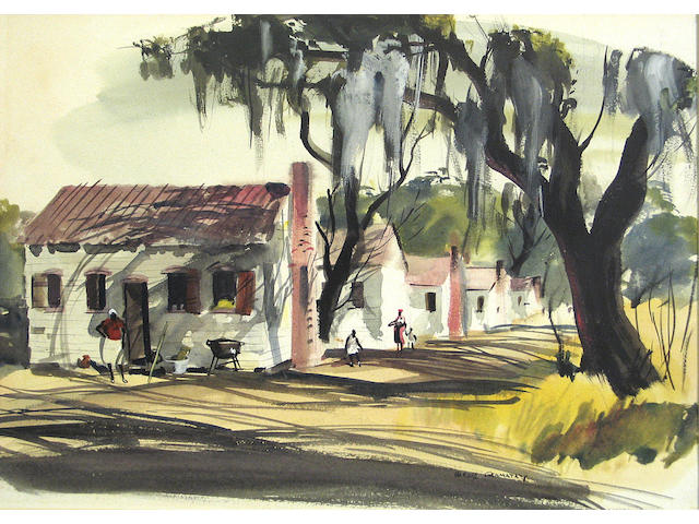 Hardie Gramatky (American 1907-1979) A wooded neighborhood sight 11 x 15 1/2in