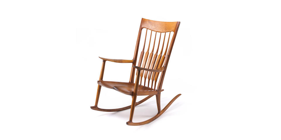 A Sam Maloof walnut rocking chair
