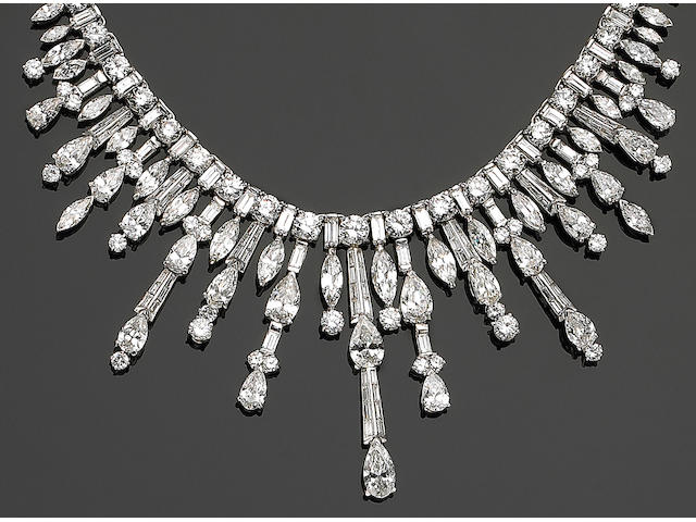 A platinum and diamond necklace