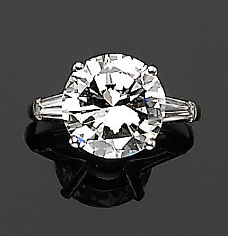 A diamond and platinum solitaire ring