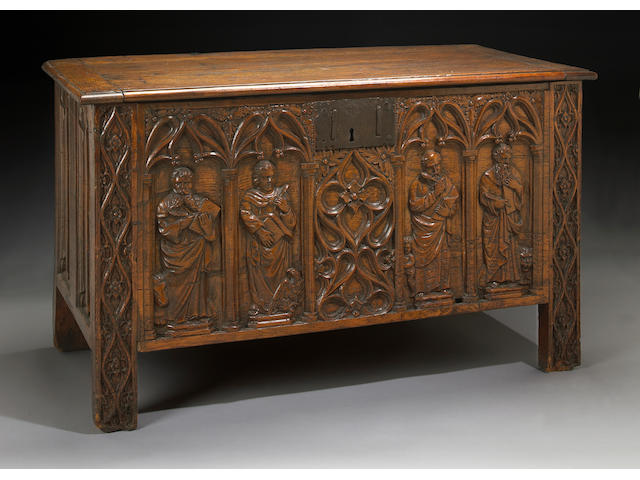 A Charles II carved oak coffer