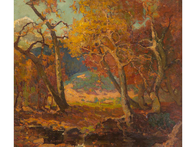 Franz Bischoff (1864-1929) A Woodland Brook 30 x 34in