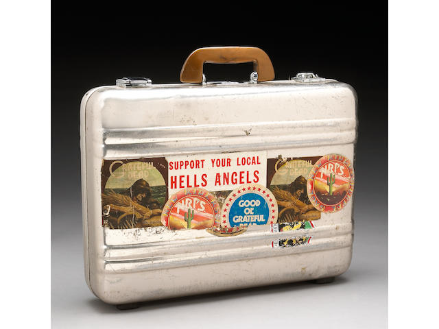 A metal attach&#233; case used by Ram Rod to transport important items for the Grateful Dead while on tour, 1970s-1990s