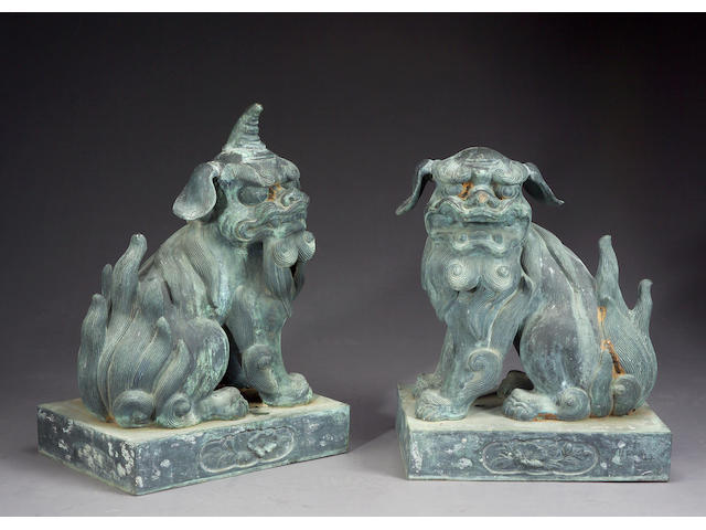 A pair of large bronze figures of koma-inu 19th/20th Century